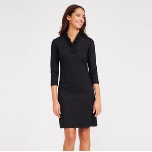J McLaughlin Durham Ruffle Neck 3/4 Sleeve Black Dress, size XL
